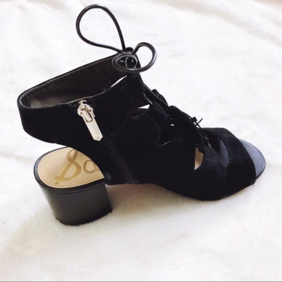 Sam Edelman Black Suede Sarabeth Heels with Side Zipper - Picture 5 of 7